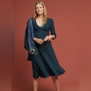 Maeve Flores Ribbed Striped Blue and Green dress size Large